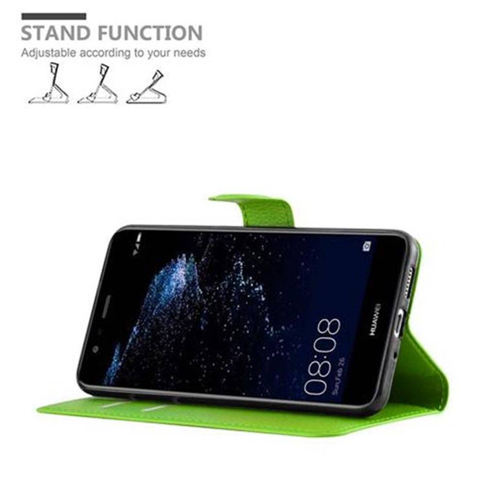 Cadorabo Hülle für Huawei P10 LITE Schutz Hülle in Grün Handyhülle Etui Case Cover Magnetverschluss