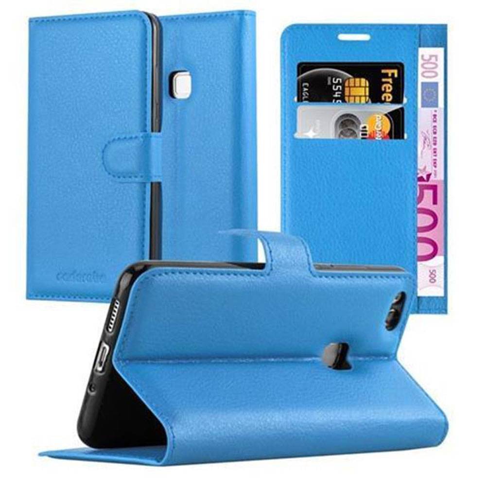 Cadorabo Hülle für Huawei P10 LITE Schutz Hülle in Blau Handyhülle Etui Case Cover Magnetverschluss