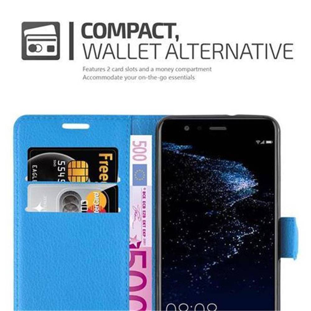 Cadorabo Hülle für Huawei P10 LITE Schutz Hülle in Blau Handyhülle Etui Case Cover Magnetverschluss