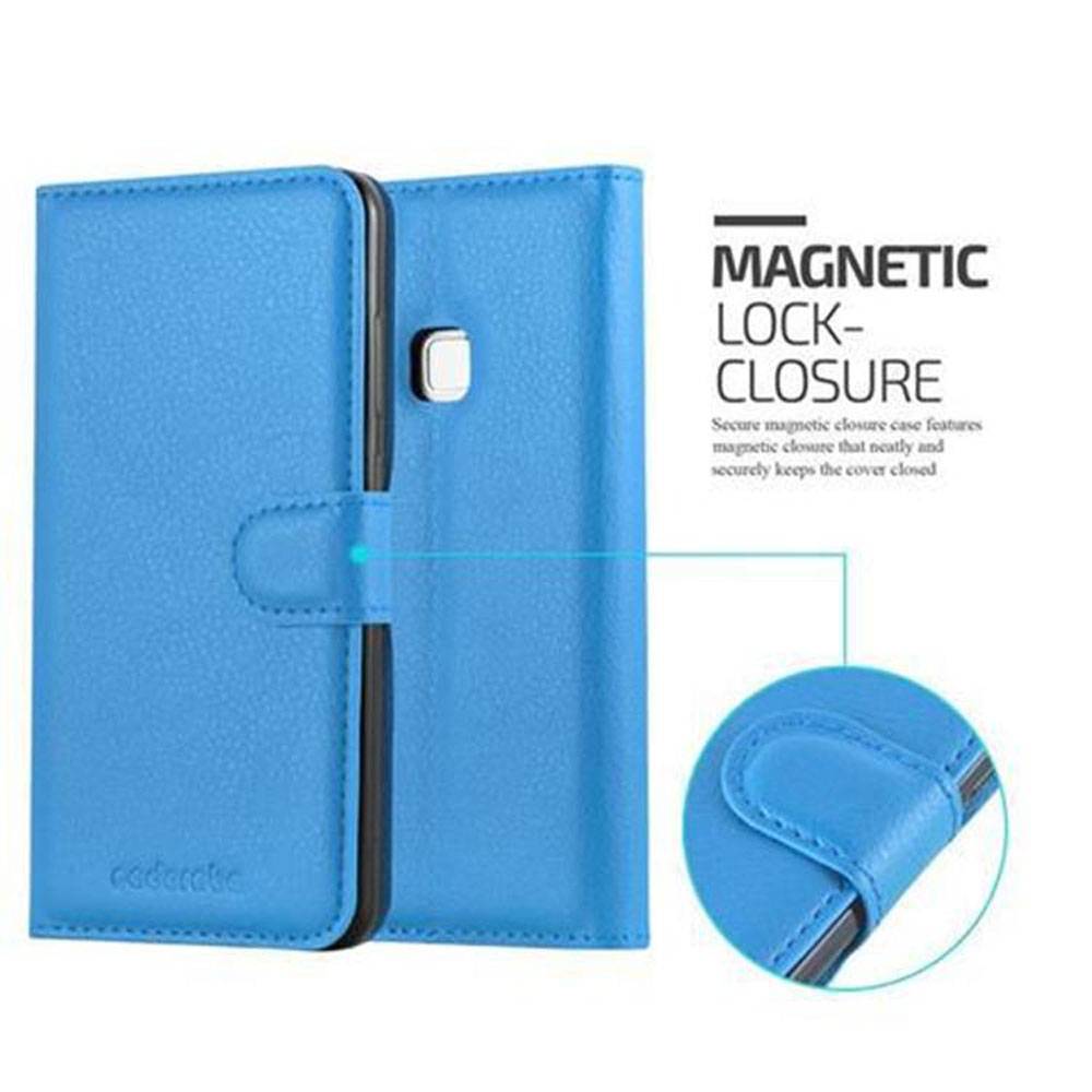 Cadorabo Hülle für Huawei P10 LITE Schutz Hülle in Blau Handyhülle Etui Case Cover Magnetverschluss