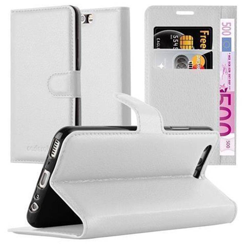 Cadorabo Hülle für Huawei P10 PLUS Schutz Hülle in Weiß Handyhülle Etui Case Cover Magnetverschluss