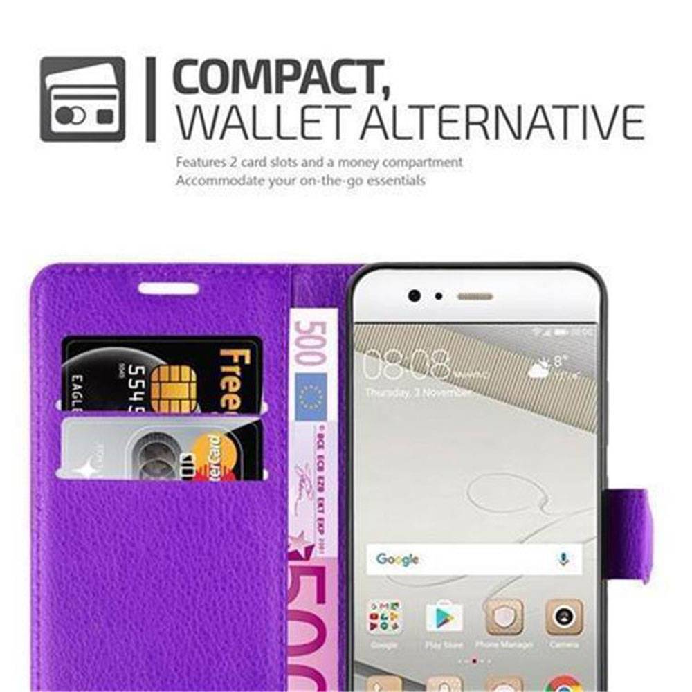 Cadorabo Hülle für Huawei P10 PLUS Schutz Hülle in Lila Handyhülle Etui Case Cover Magnetverschluss