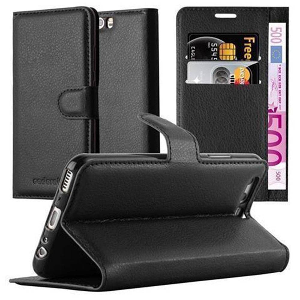 Cadorabo Hülle für Huawei P10 PLUS Schutz Hülle in Schwarz Handyhülle Etui Case Cover Magnetverschluss