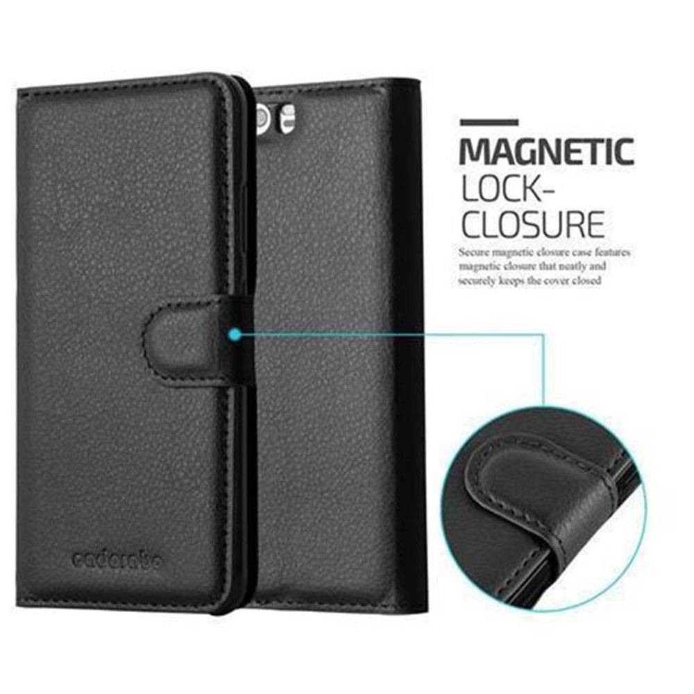 Cadorabo Hülle für Huawei P10 PLUS Schutz Hülle in Schwarz Handyhülle Etui Case Cover Magnetverschluss