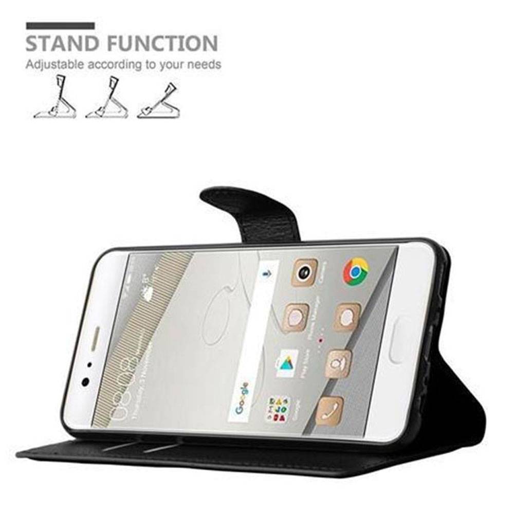 Cadorabo Hülle für Huawei P10 PLUS Schutz Hülle in Schwarz Handyhülle Etui Case Cover Magnetverschluss