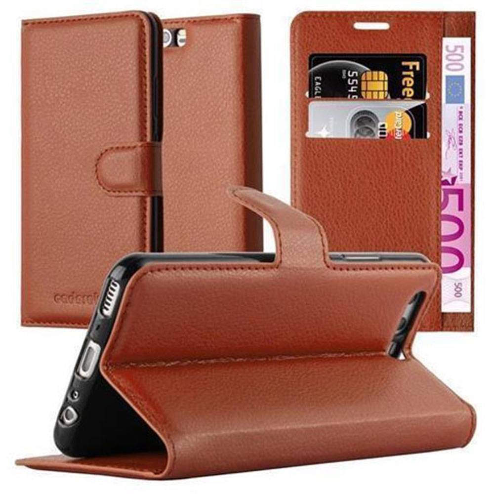 Cadorabo Hülle für Huawei P10 PLUS Schutz Hülle in Braun Handyhülle Etui Case Cover Magnetverschluss