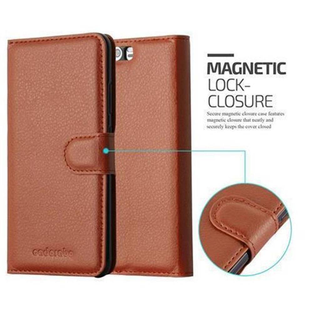 Cadorabo Hülle für Huawei P10 PLUS Schutz Hülle in Braun Handyhülle Etui Case Cover Magnetverschluss