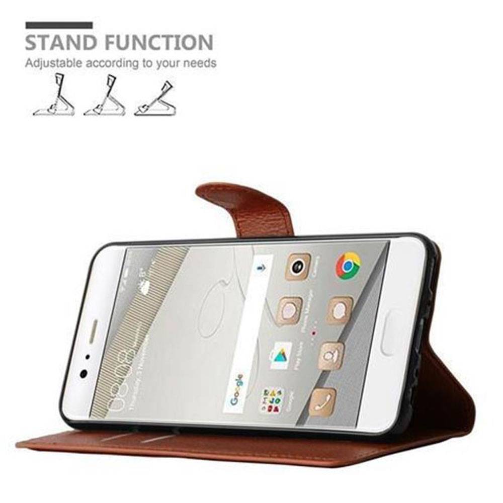 Cadorabo Hülle für Huawei P10 PLUS Schutz Hülle in Braun Handyhülle Etui Case Cover Magnetverschluss