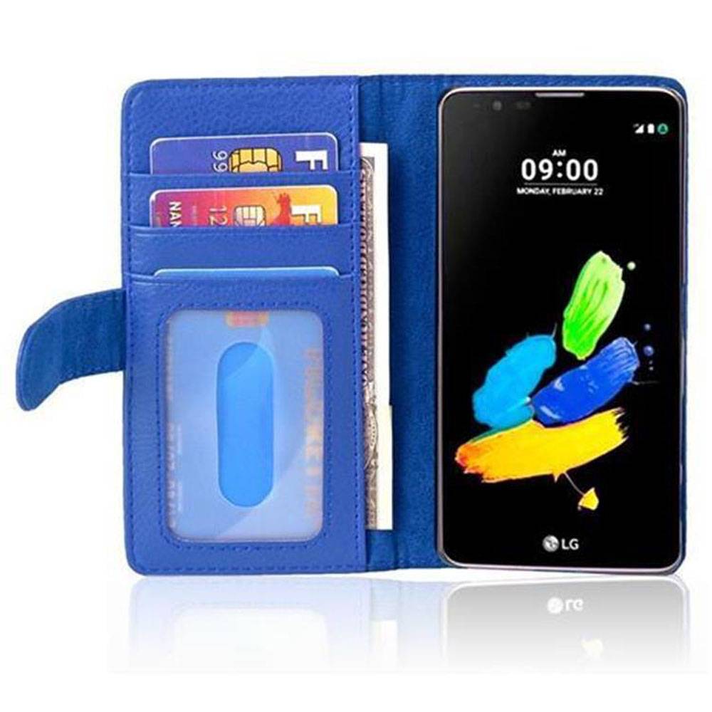 Cadorabo Hülle für LG K8 2016 in Blau Backcover Handy Schutz Hülle Book Case Booklet Kartenfächer