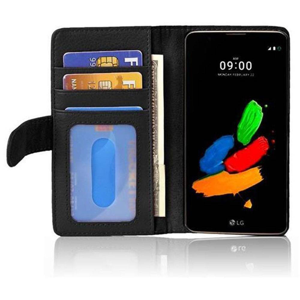 Cadorabo Hülle für LG K8 2016 in Schwarz Backcover Handy Schutz Hülle Book Case Booklet Kartenfächer