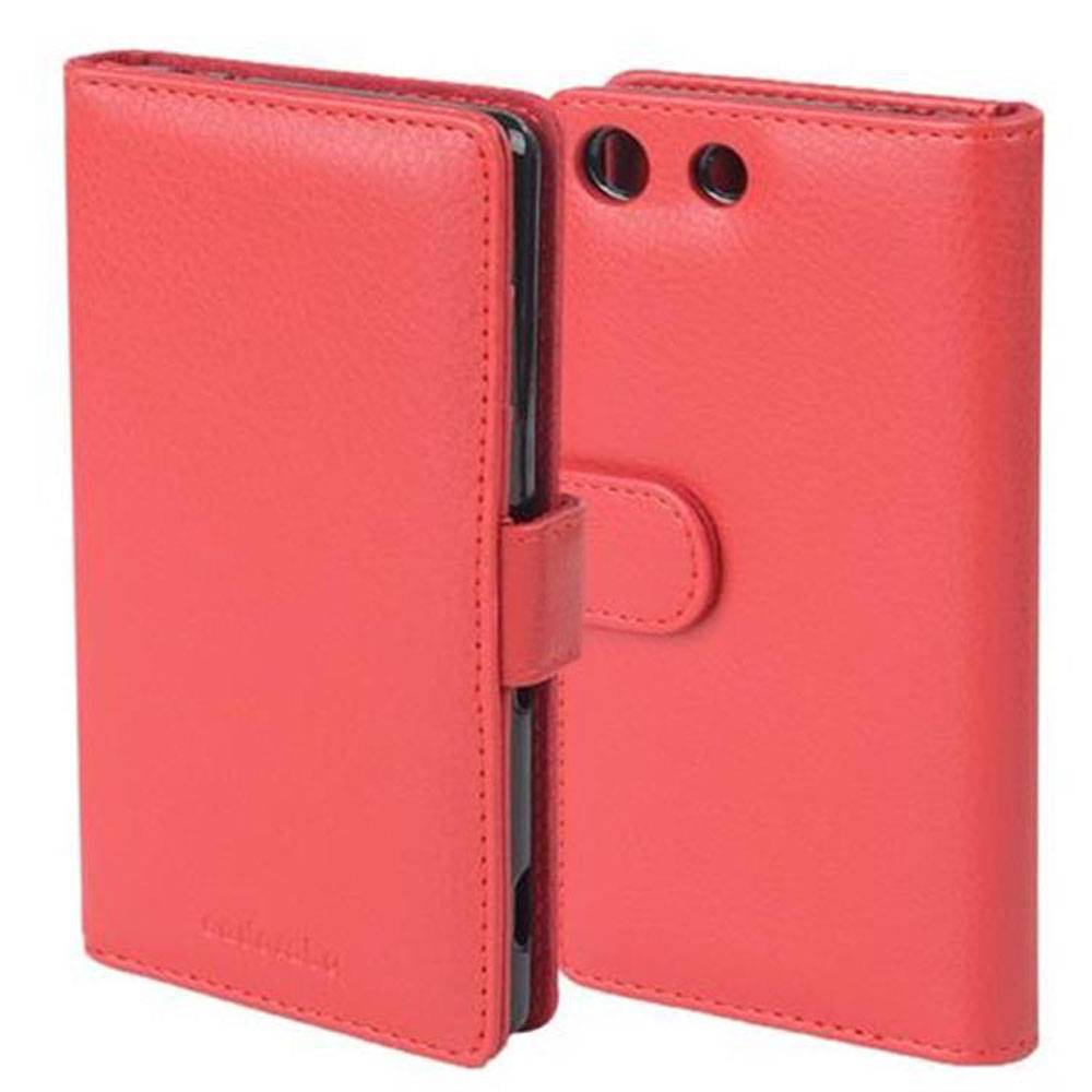Cadorabo Hülle für Sony Xperia M5 in Rot Backcover Handy Schutz Hülle Book Case Booklet Kartenfächer