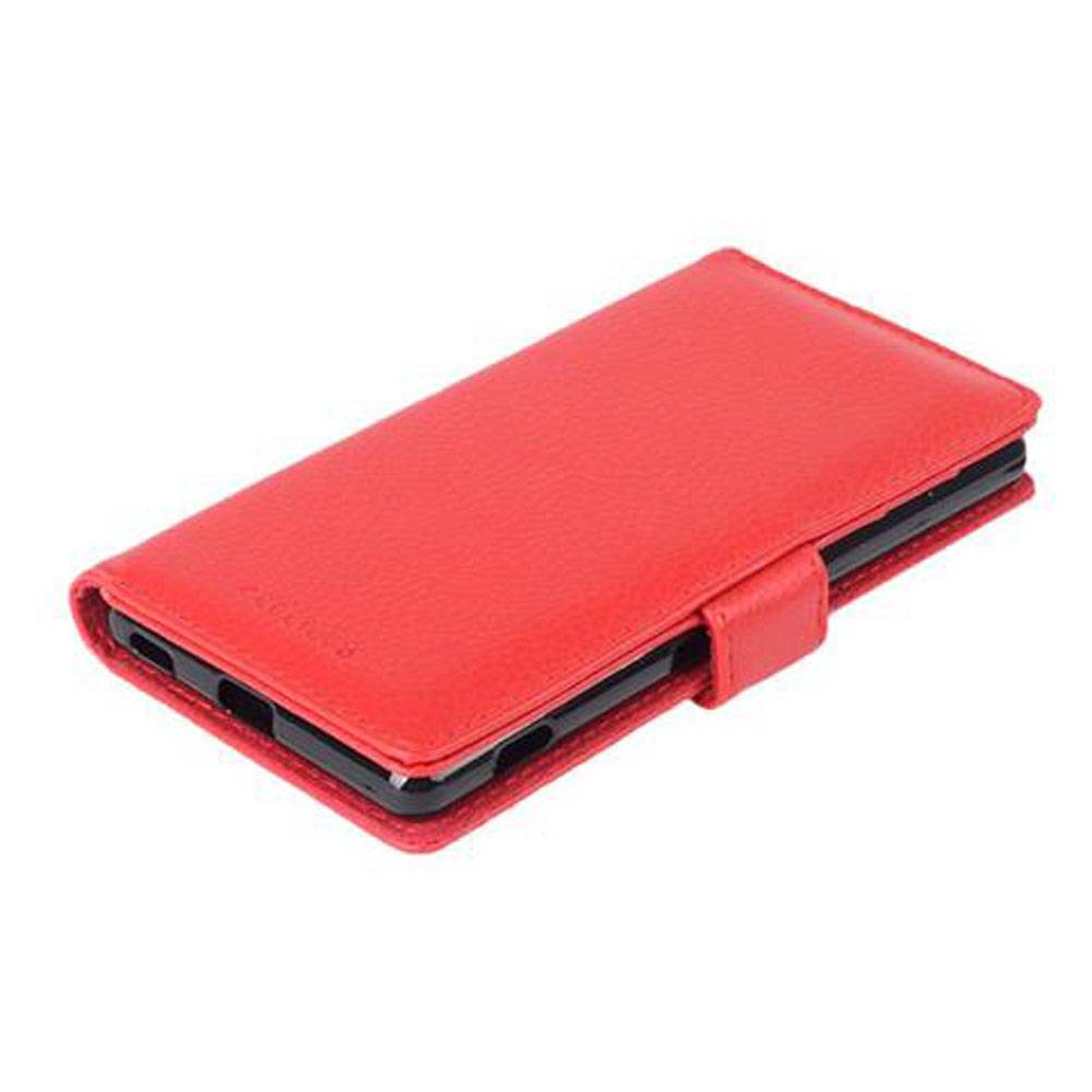 Cadorabo Hülle für Sony Xperia M5 in Rot Backcover Handy Schutz Hülle Book Case Booklet Kartenfächer