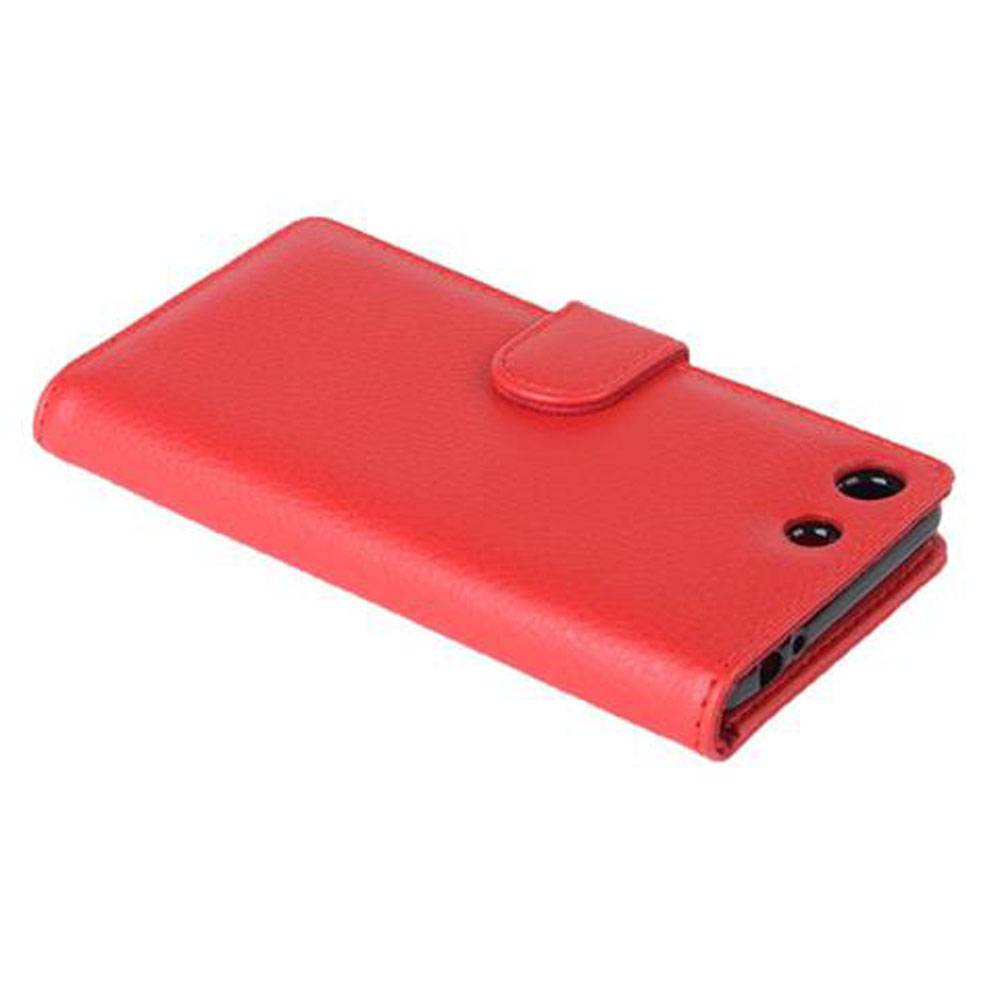 Cadorabo Hülle für Sony Xperia M5 in Rot Backcover Handy Schutz Hülle Book Case Booklet Kartenfächer