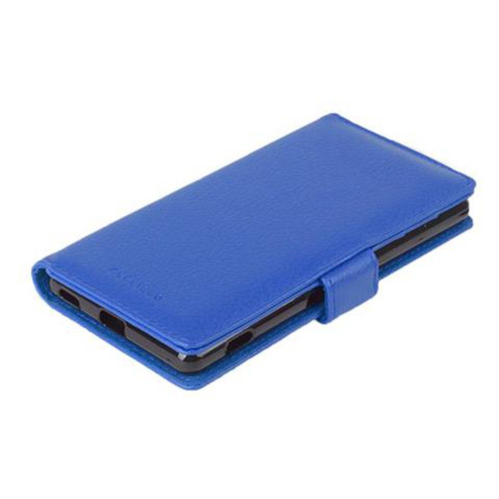 Cadorabo Hülle für Sony Xperia M5 in Blau Backcover Handy Schutz Hülle Book Case Booklet Kartenfächer