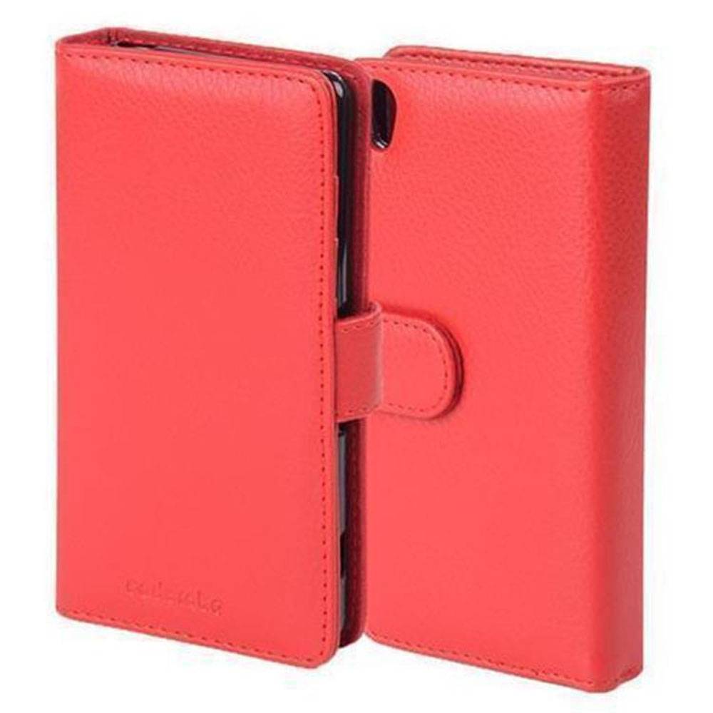 Cadorabo Hülle für Sony Xperia Z5 in Rot Backcover Handy Schutz Hülle Book Case Booklet Kartenfächer