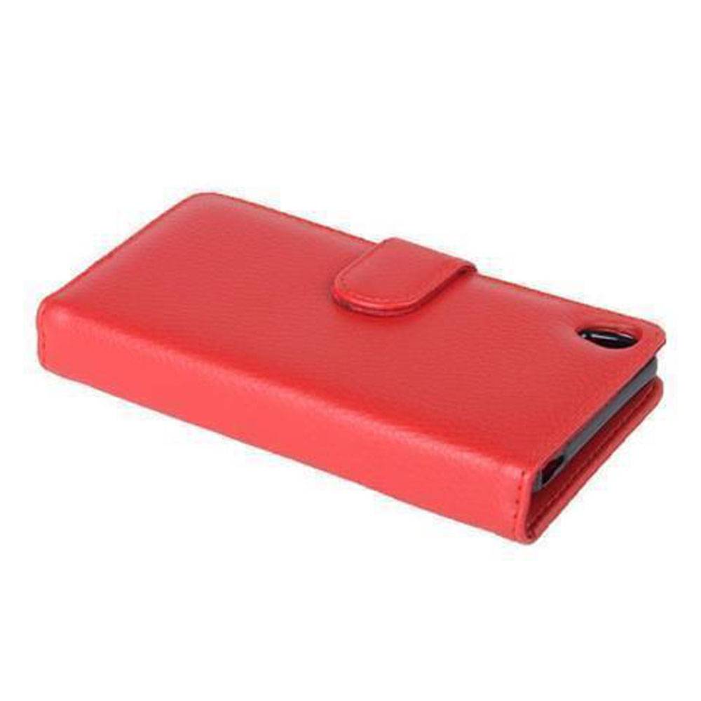 Cadorabo Hülle für Sony Xperia Z5 in Rot Backcover Handy Schutz Hülle Book Case Booklet Kartenfächer