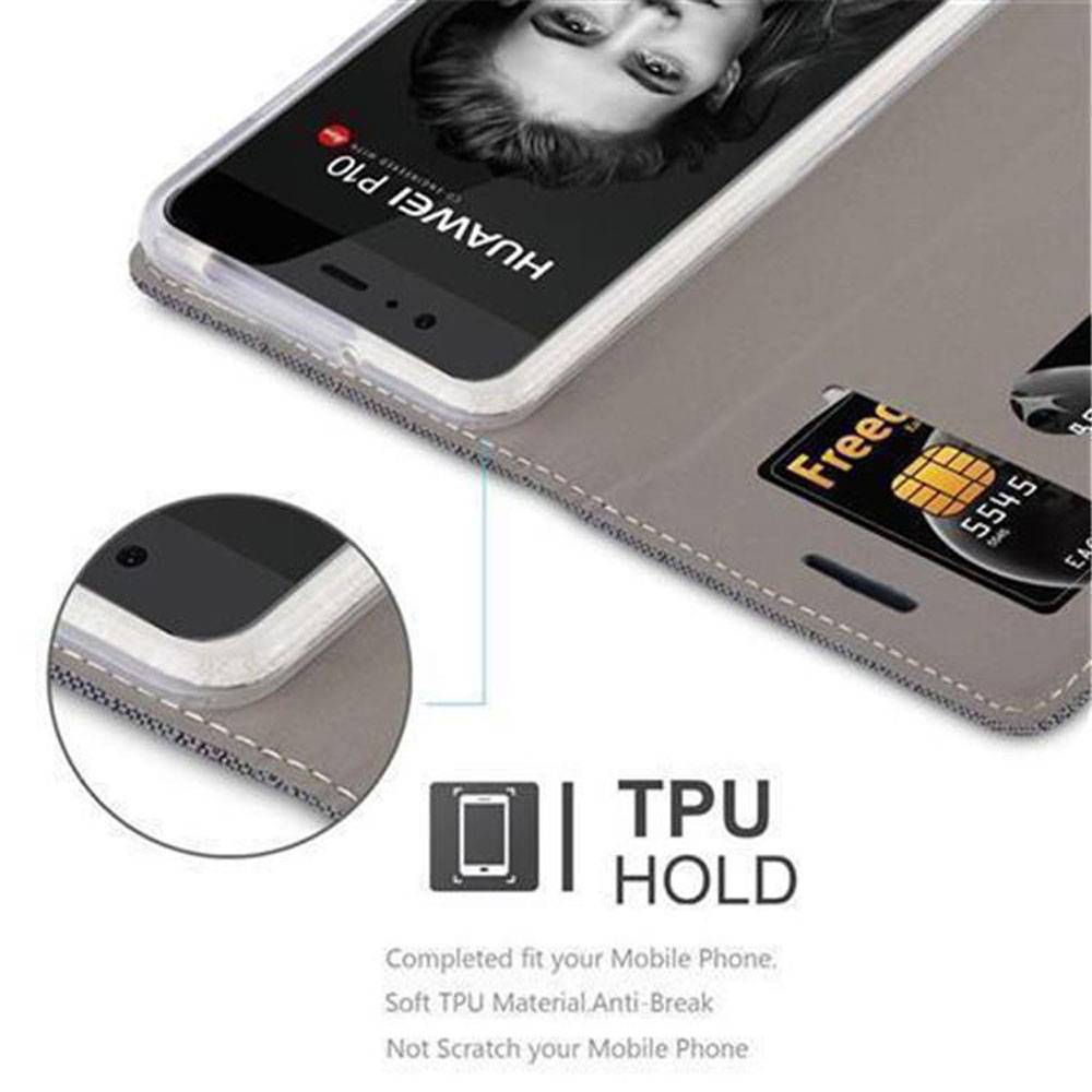 Cadorabo Hülle für Huawei P10 Schutzhülle in Grau Handy Hülle Etui Book Case Cover