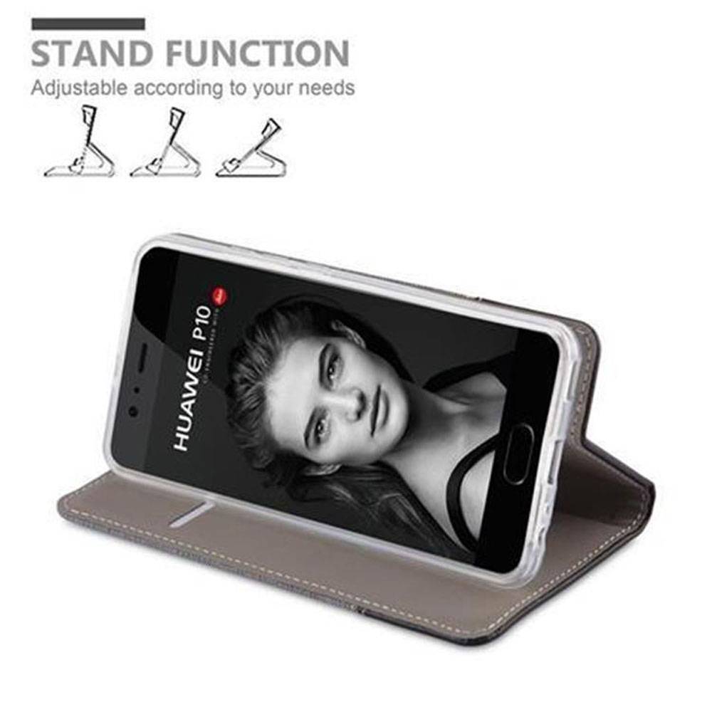 Cadorabo Hülle für Huawei P10 Schutzhülle in Grau Handy Hülle Etui Book Case Cover