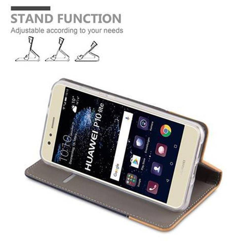 Cadorabo Hülle für Huawei P10 LITE Schutzhülle in Blau Handy Hülle Etui Book Case Cover