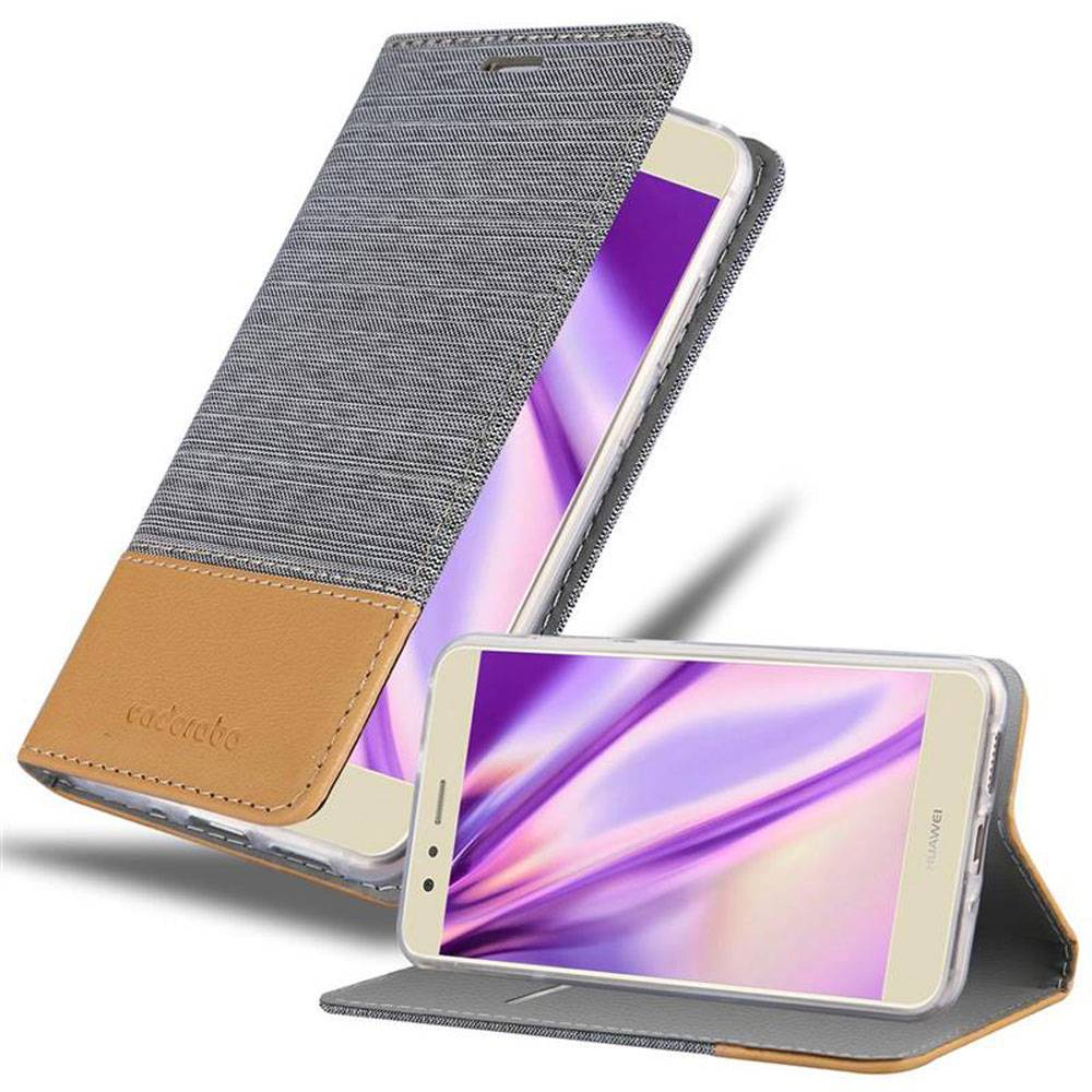 Cadorabo Hülle für Huawei P10 LITE Schutzhülle in Grau Handy Hülle Etui Book Case Cover