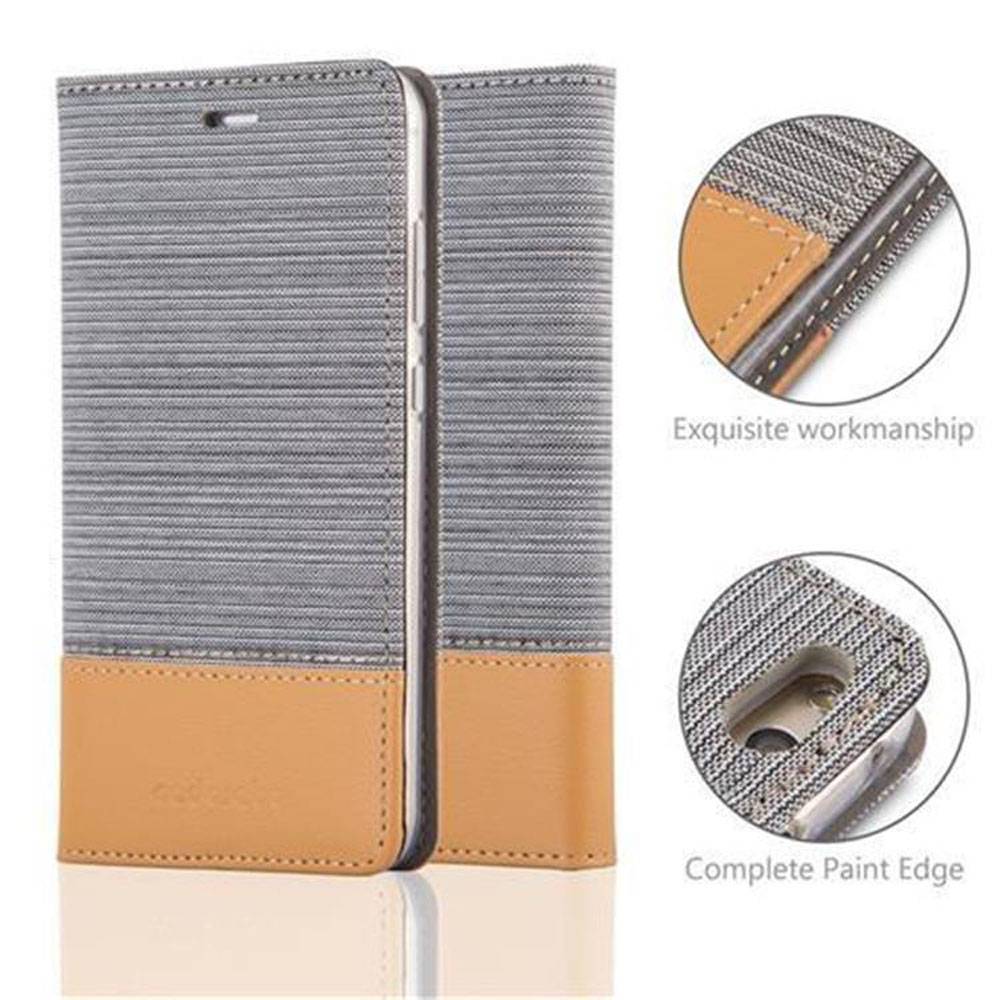 Cadorabo Hülle für Huawei P10 LITE Schutzhülle in Grau Handy Hülle Etui Book Case Cover