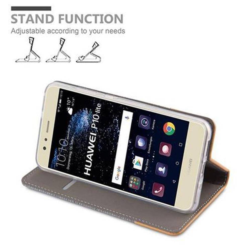 Cadorabo Hülle für Huawei P10 LITE Schutzhülle in Grau Handy Hülle Etui Book Case Cover