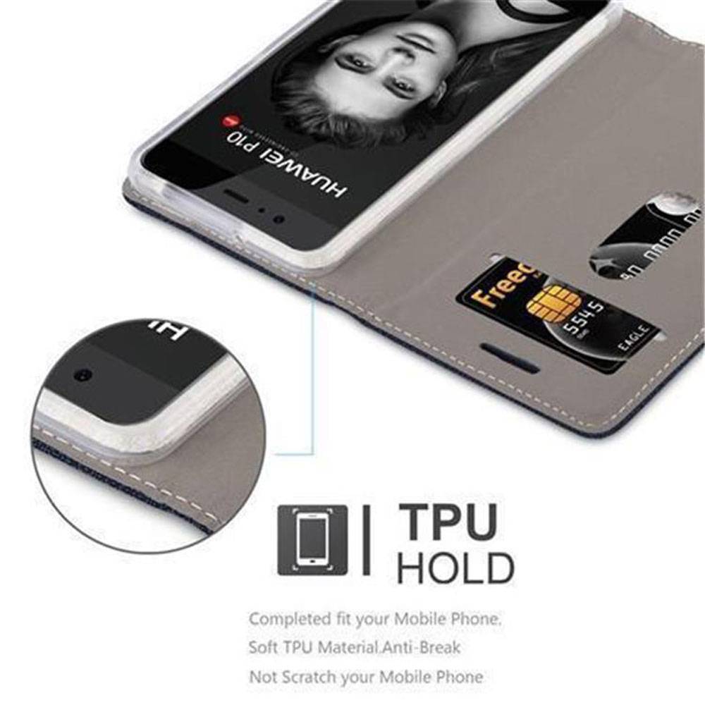 Cadorabo Hülle für Huawei P10 PLUS Schutzhülle in Blau Handy Hülle Etui Book Case Cover