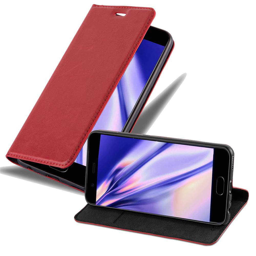 Cadorabo Hülle für Huawei P10 Schutz Hülle in Rot Handyhülle Etui Case Cover Magnetverschluss