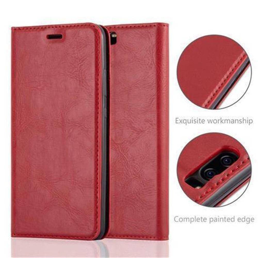 Cadorabo Hülle für Huawei P10 Schutz Hülle in Rot Handyhülle Etui Case Cover Magnetverschluss