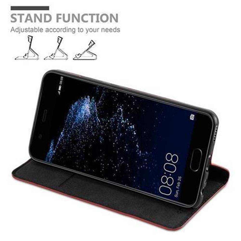 Cadorabo Hülle für Huawei P10 Schutz Hülle in Rot Handyhülle Etui Case Cover Magnetverschluss