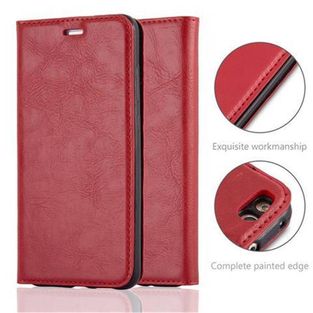 Cadorabo Hülle für Huawei P10 LITE Schutz Hülle in Rot Handyhülle Etui Case Cover Magnetverschluss