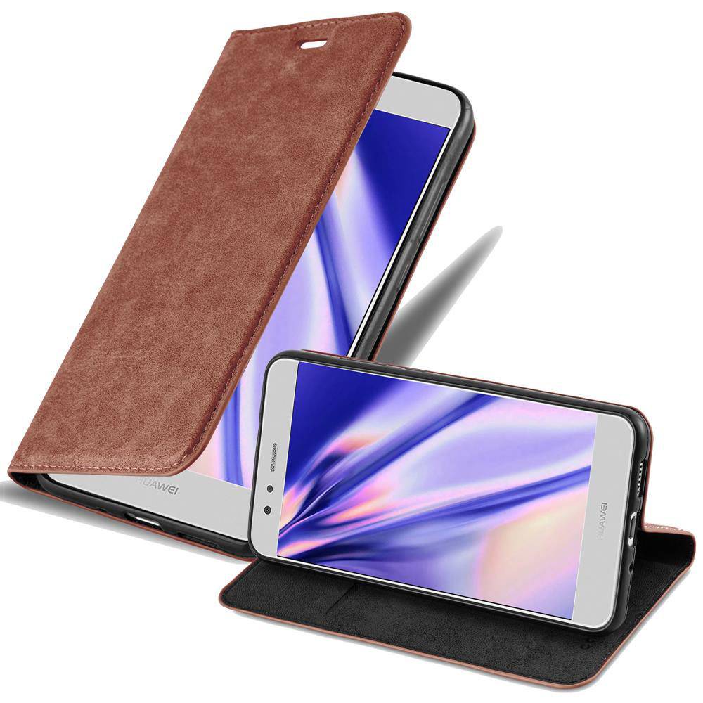 Cadorabo Hülle für Huawei P10 LITE Schutz Hülle in Braun Handyhülle Etui Case Cover Magnetverschluss
