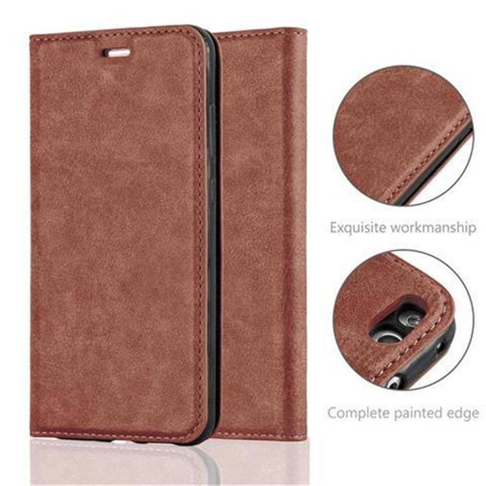Cadorabo Hülle für Huawei P10 LITE Schutz Hülle in Braun Handyhülle Etui Case Cover Magnetverschluss