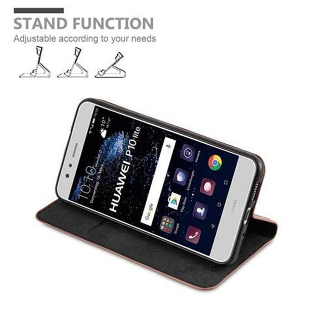 Cadorabo Hülle für Huawei P10 LITE Schutz Hülle in Braun Handyhülle Etui Case Cover Magnetverschluss