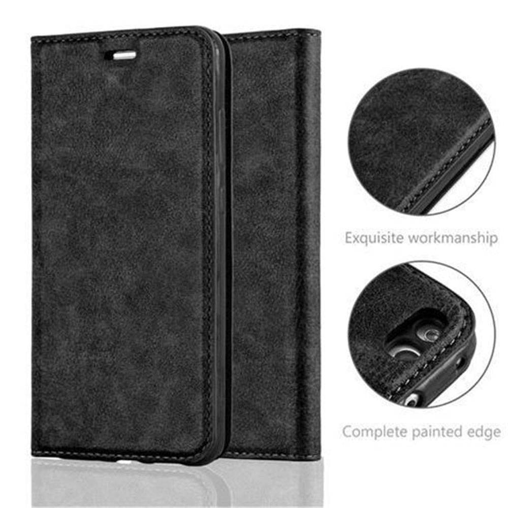 Cadorabo Hülle für Huawei P10 LITE Schutz Hülle in Schwarz Handyhülle Etui Case Cover Magnetverschluss