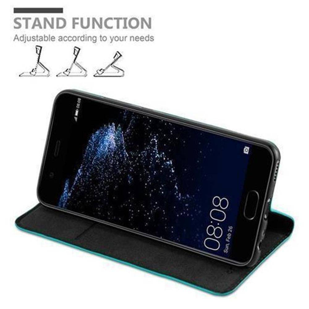 Cadorabo Hülle für Huawei P10 PLUS Schutz Hülle in Türkis Handyhülle Etui Case Cover Magnetverschluss