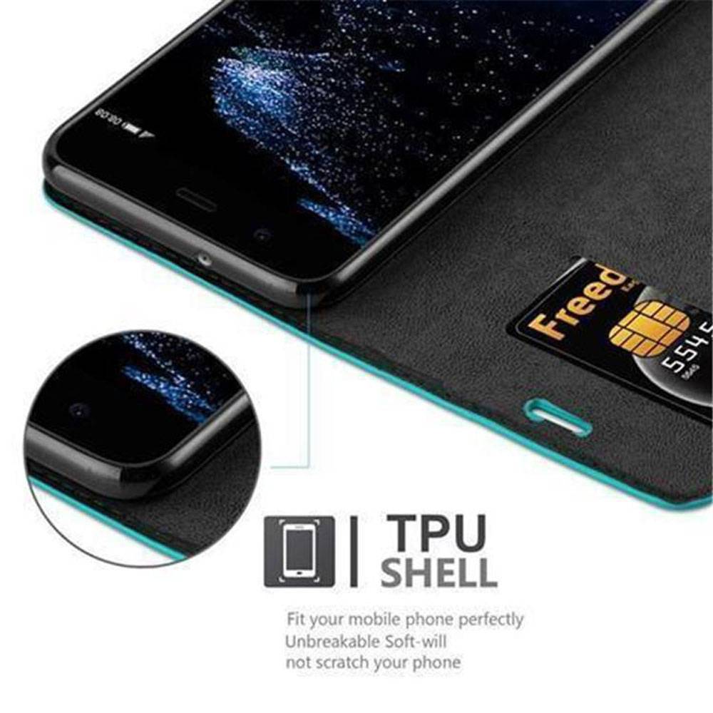 Cadorabo Hülle für Huawei P10 PLUS Schutz Hülle in Türkis Handyhülle Etui Case Cover Magnetverschluss