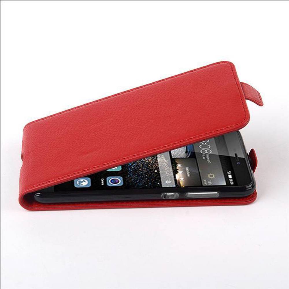 Cadorabo Schutzhülle für Huawei P8 LITE 2017 / P9 LITE 2017 Hülle in Rot Flip Etui Handyhülle Case Cover Kunstleder