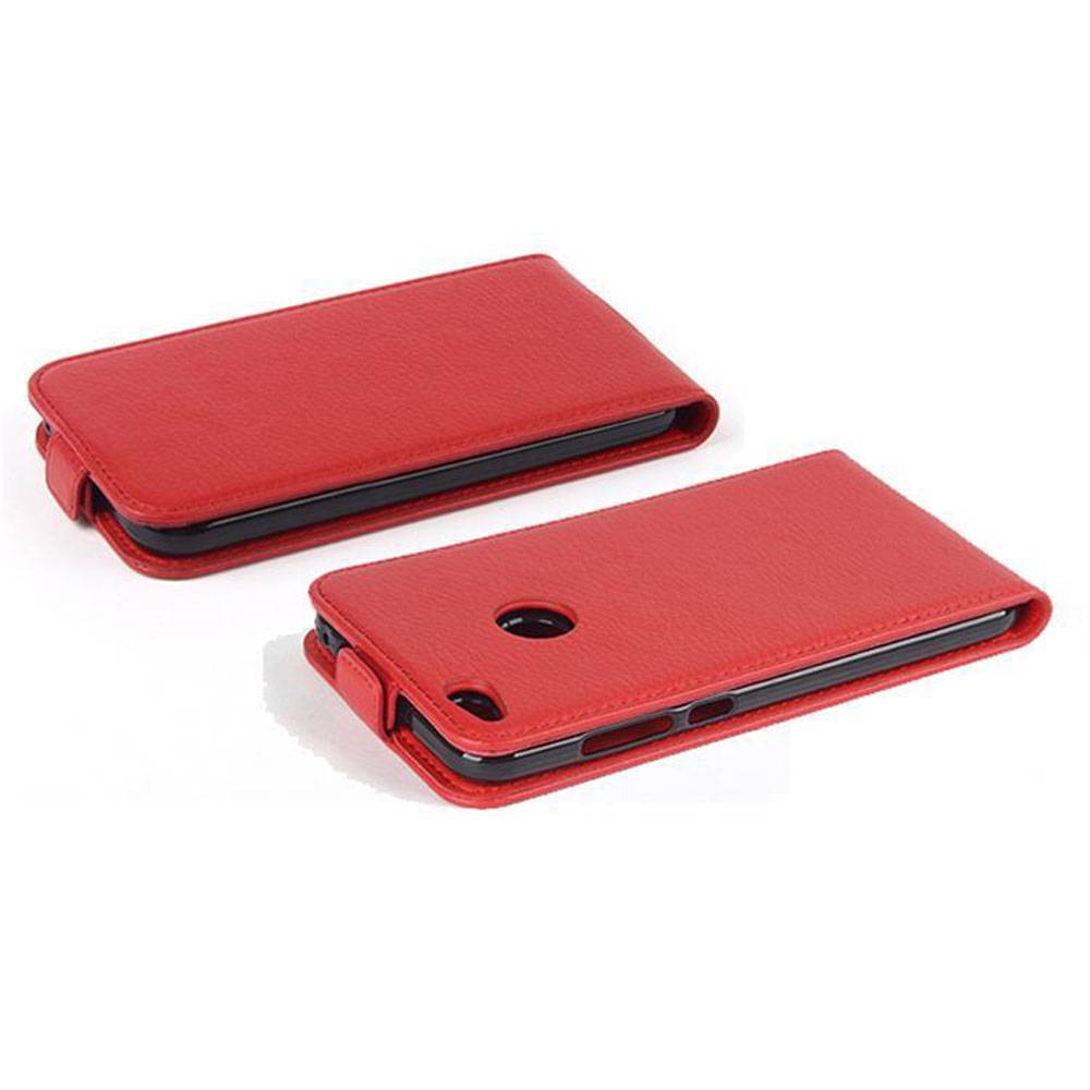 Cadorabo Schutzhülle für Huawei P8 LITE 2017 / P9 LITE 2017 Hülle in Rot Flip Etui Handyhülle Case Cover Kunstleder