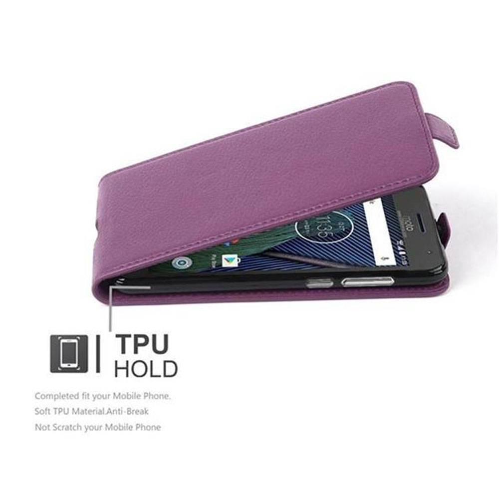 Cadorabo Schutzhülle für Motorola MOTO G5 PLUS Hülle in Lila Flip Etui Handyhülle Case Cover Kunstleder