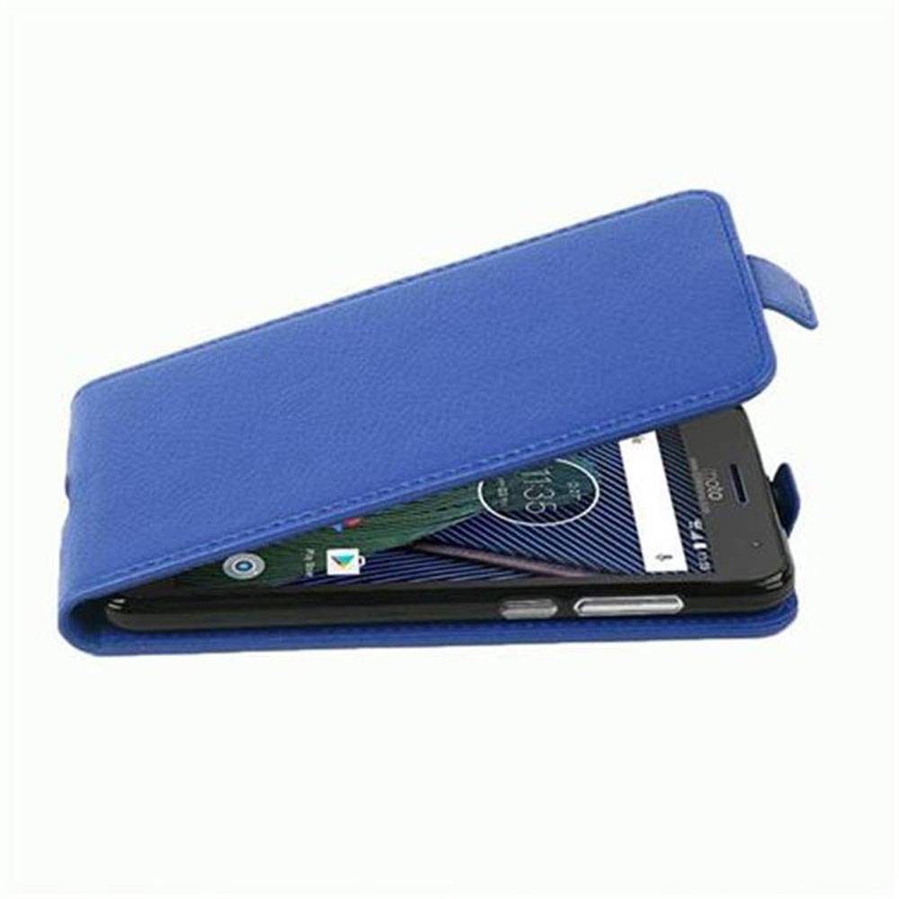 Cadorabo Schutzhülle für Motorola MOTO G5 PLUS Hülle in Blau Flip Etui Handyhülle Case Cover Kunstleder