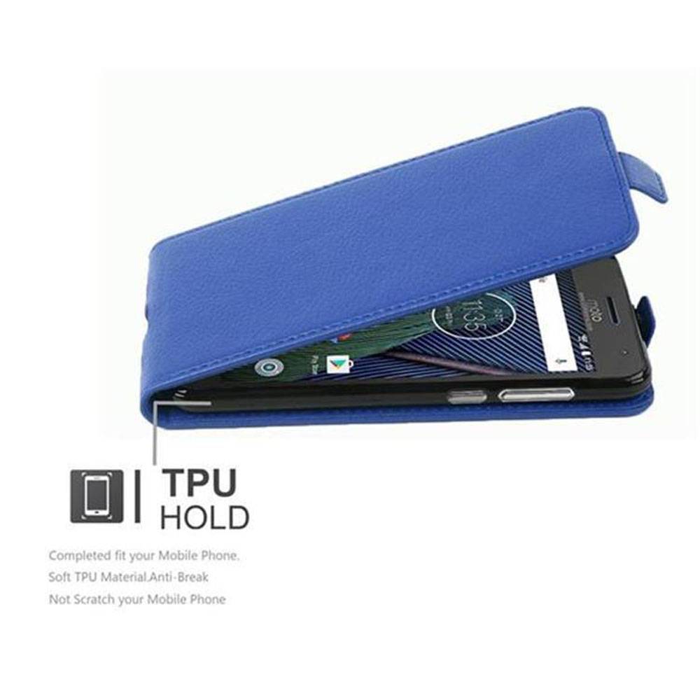 Cadorabo Schutzhülle für Motorola MOTO G5 PLUS Hülle in Blau Flip Etui Handyhülle Case Cover Kunstleder