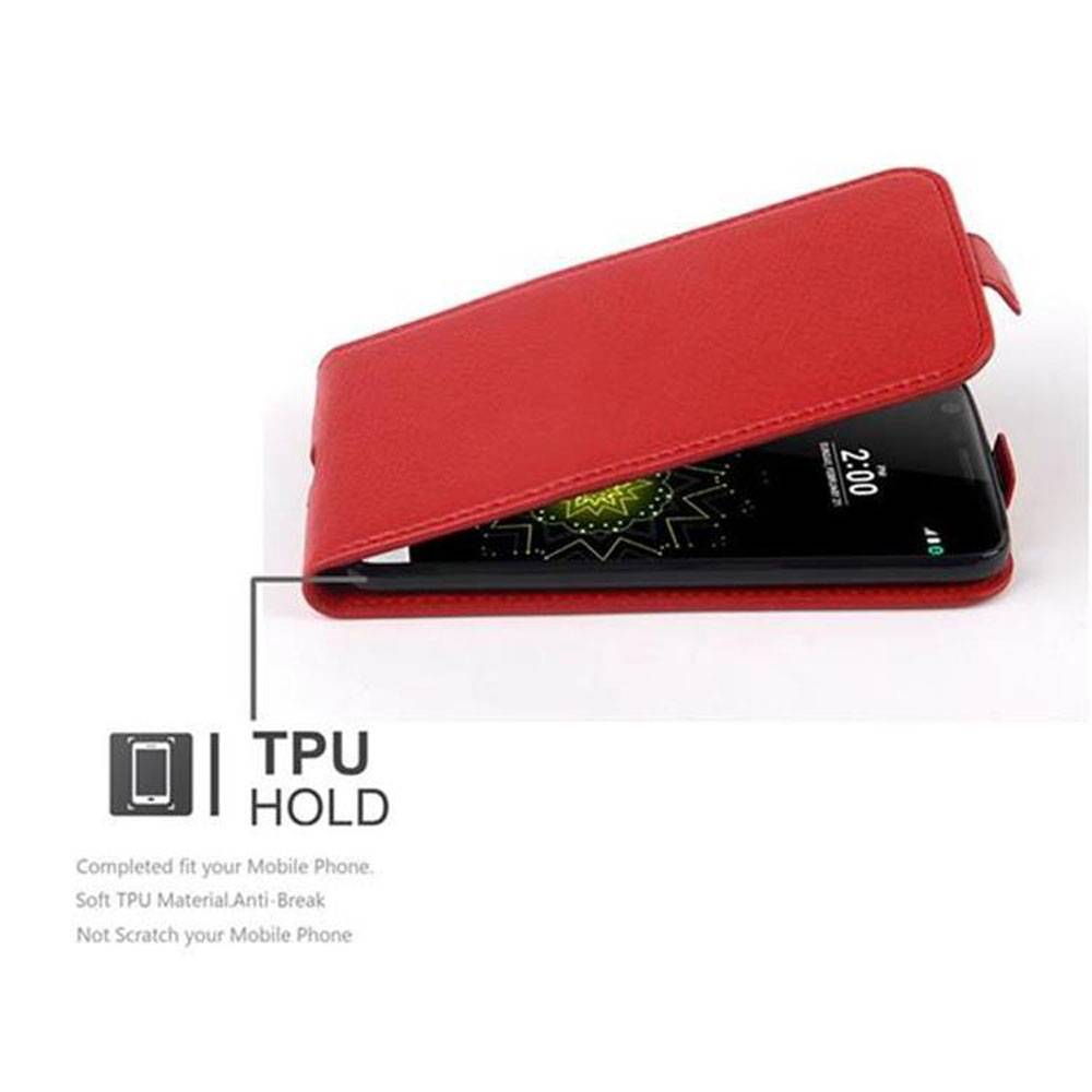 Cadorabo Schutzhülle für LG G5 Hülle in Rot Flip Etui Handyhülle Case Cover Kunstleder