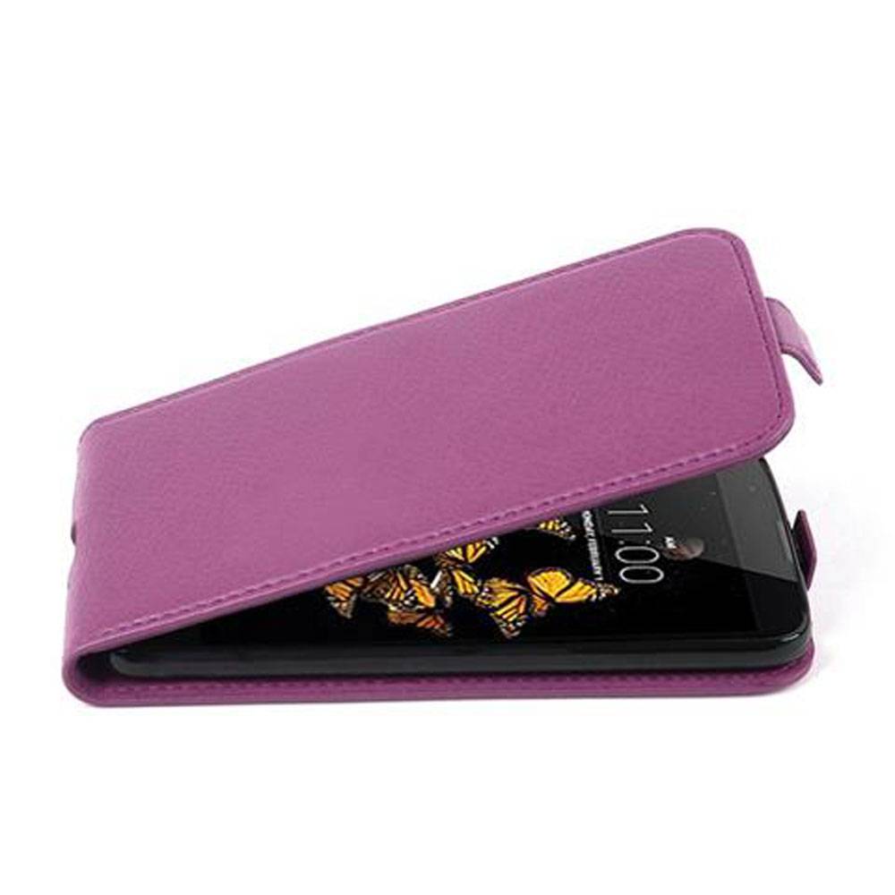 Cadorabo Schutzhülle für LG K8 2016 Hülle in Lila Flip Etui Handyhülle Case Cover Kunstleder