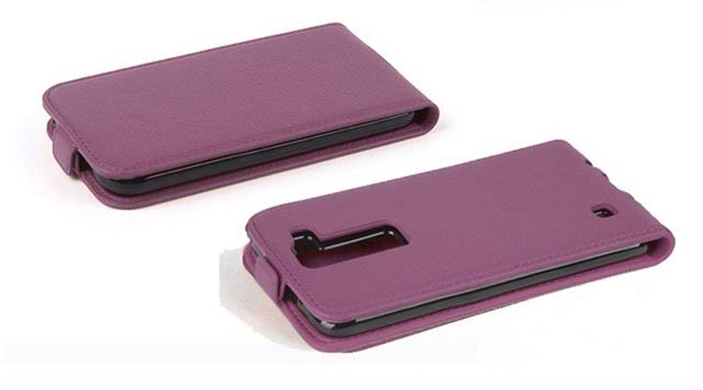 Cadorabo Schutzhülle für LG K8 2016 Hülle in Lila Flip Etui Handyhülle Case Cover Kunstleder