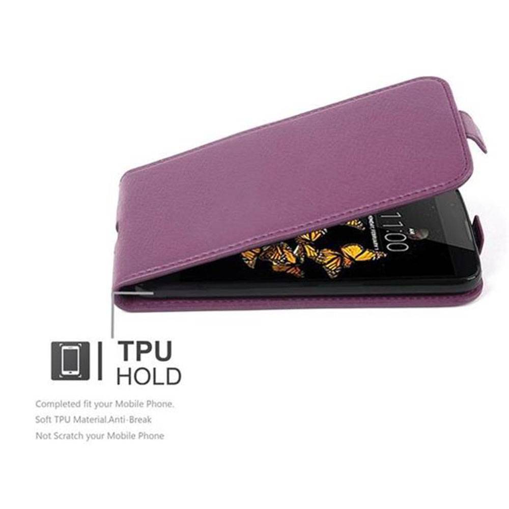 Cadorabo Schutzhülle für LG K8 2016 Hülle in Lila Flip Etui Handyhülle Case Cover Kunstleder