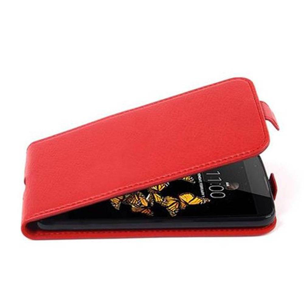 Cadorabo Schutzhülle für LG K8 2016 Hülle in Rot Flip Etui Handyhülle Case Cover Kunstleder