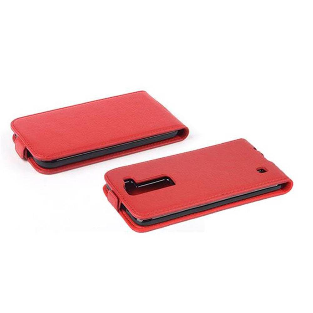 Cadorabo Schutzhülle für LG K8 2016 Hülle in Rot Flip Etui Handyhülle Case Cover Kunstleder