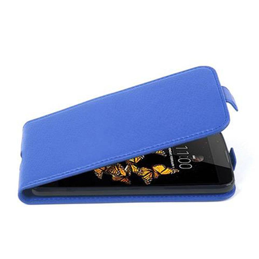Cadorabo Schutzhülle für LG K8 2016 Hülle in Blau Flip Etui Handyhülle Case Cover Kunstleder