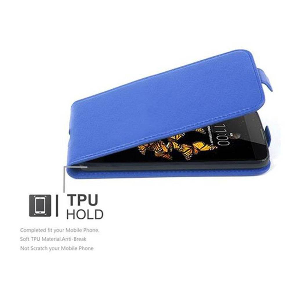 Cadorabo Schutzhülle für LG K8 2016 Hülle in Blau Flip Etui Handyhülle Case Cover Kunstleder